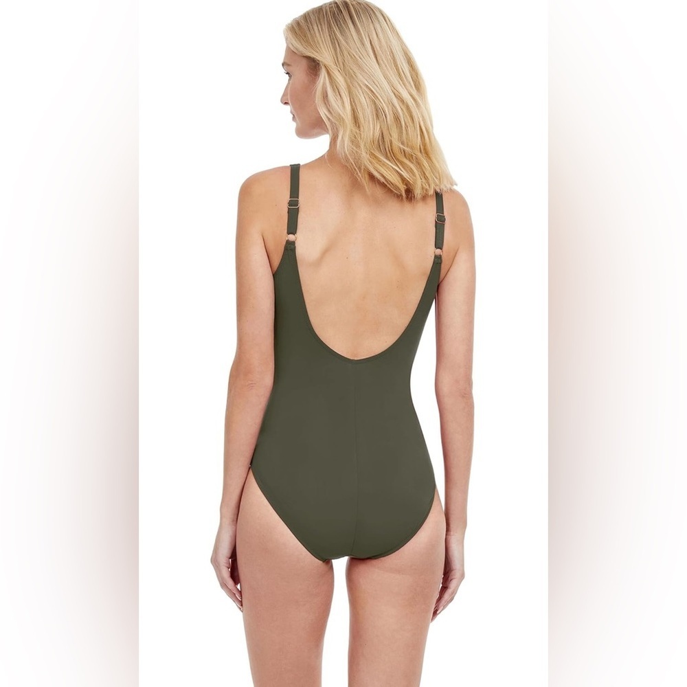 Gottex Lattice Women’s Surplice V Neck One Piece Swimsuit Essential Soft Cups - Picture 4 of 9